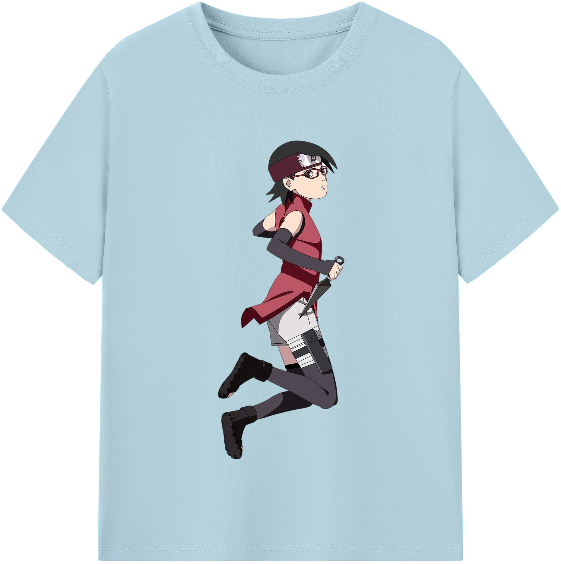 （画像用） NARUTO -ナルト- うちは サラダ Uchiha Sarada 綿100％半袖Tシャツ（フロントプリント）